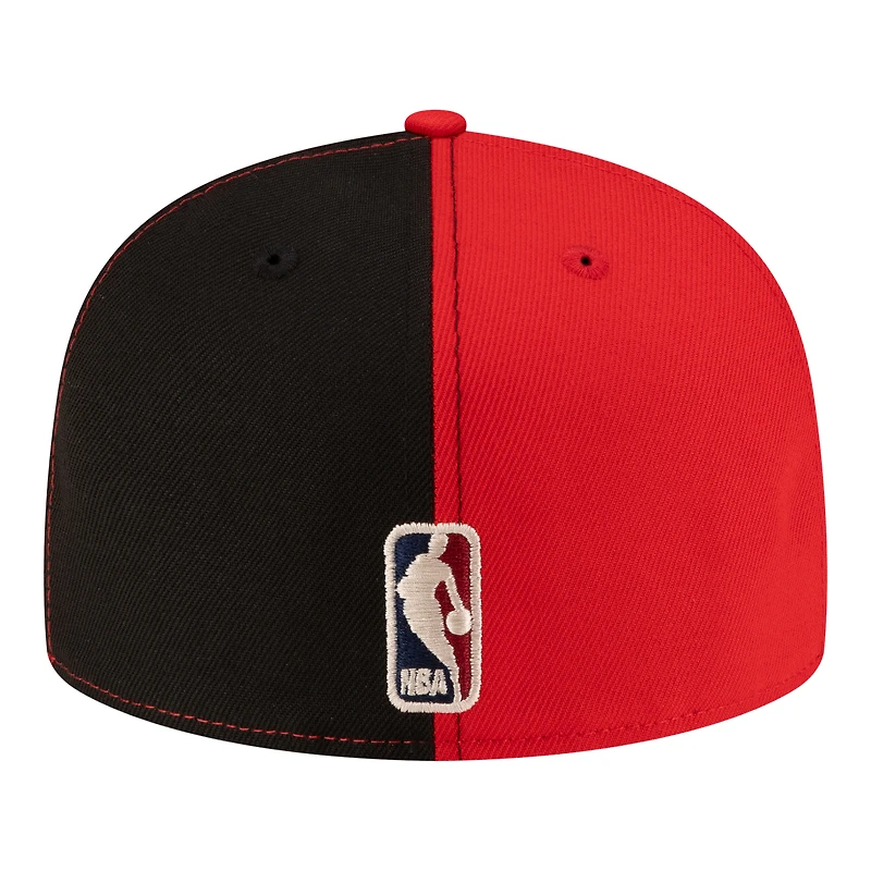 Casquette ajustée New Era 59FIFTY pour homme, noire et rouge, Chicago Bulls, style années 80, motif girouette.