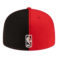 Casquette ajustée New Era 59FIFTY pour homme, noire et rouge, Chicago Bulls, style années 80, motif girouette.