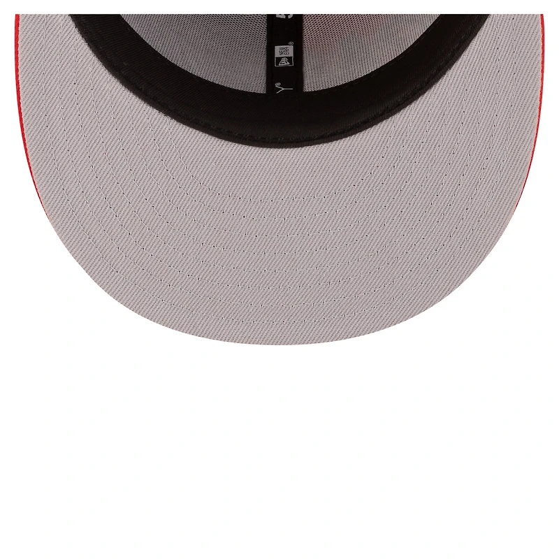 Casquette ajustée New Era 59FIFTY pour homme, noire et rouge, Chicago Bulls, style années 80, motif girouette.