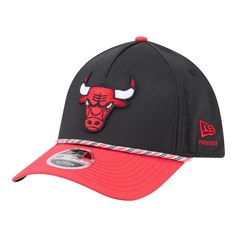 Men's New Era Black/Red Chicago Bulls Rope Two-Tone M-Crown A-Frame 39THIRTY Flex Hat