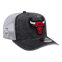 Men's New Era  Black/White Chicago Bulls Washed Meshback 9FIFTY Adjustable Hat