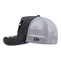Men's New Era  Black/White Chicago Bulls Washed Meshback 9FIFTY Adjustable Hat