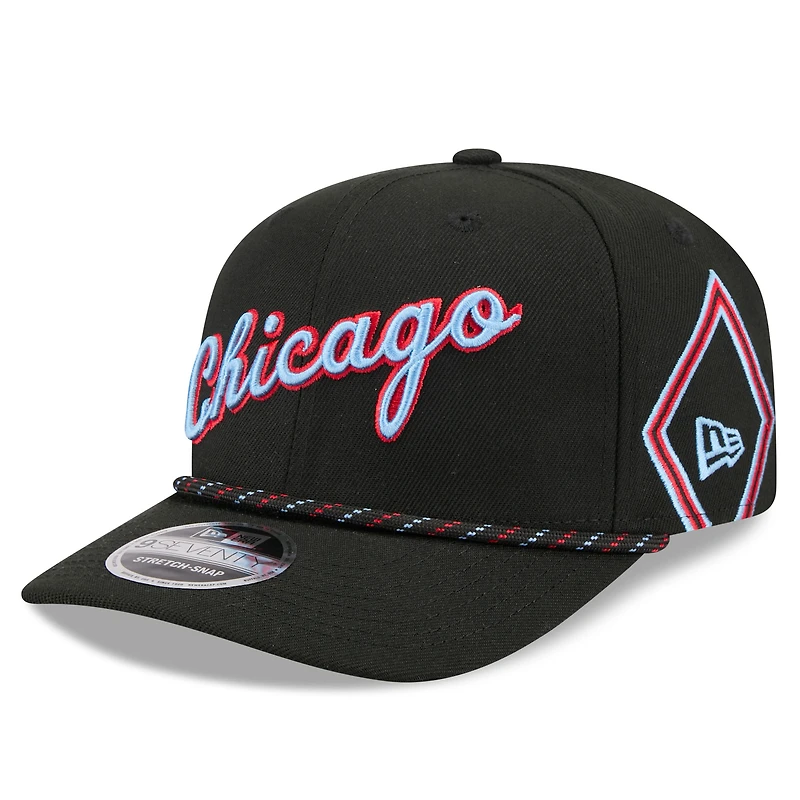 Casquette ajustable New Era Chicago Bulls City Edition 2025/26 pour homme, noire, modèle 9SEVENTY