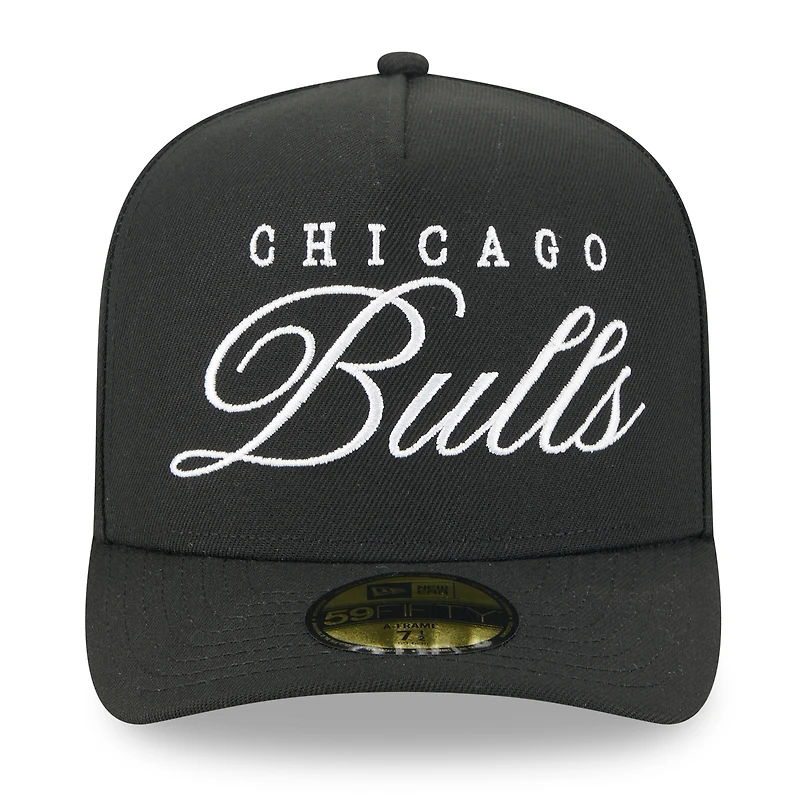 Casquette ajustée A-Frame 59FIFTY noire New Era pour homme, Chicago Bulls, draft NBA 2025