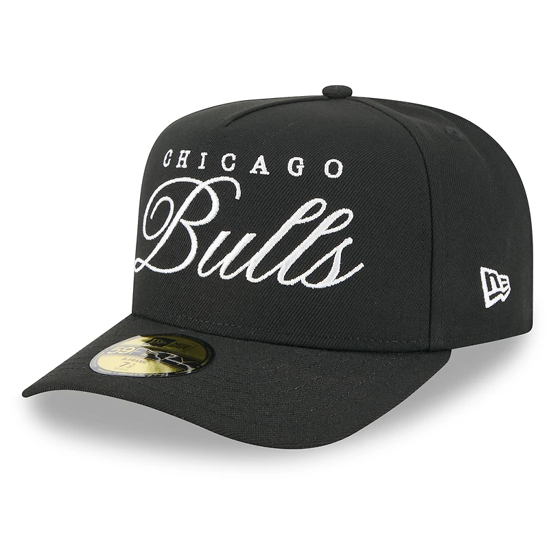 Casquette ajustée A-Frame 59FIFTY noire New Era pour homme, Chicago Bulls, draft NBA 2025