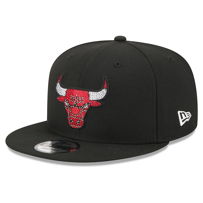Casquette snapback New Era noire Chicago Bulls 2026 NBA Draft Crystal 9FIFTY pour homme