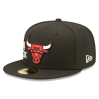 Men's New Era Black Chicago Bulls 6x NBA Finals Champions Crown 59FIFTY - Fitted Hat