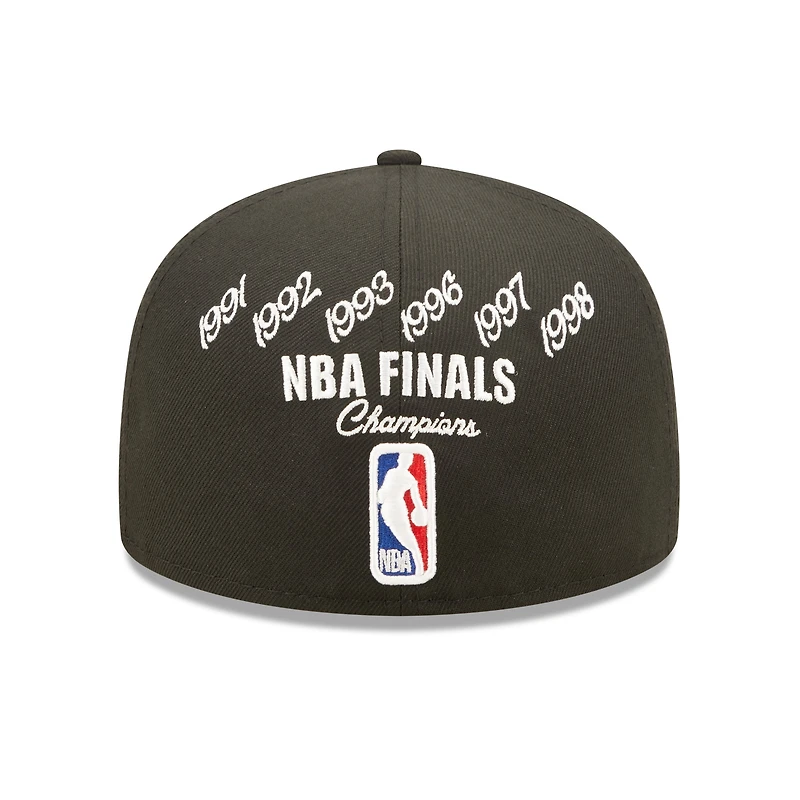 Men's New Era Black Chicago Bulls 6x NBA Finals Champions Crown 59FIFTY - Fitted Hat