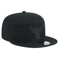 Casquette New Era noire à panneau fendu Chicago Bulls Adventure Canvas 9FIFTY Snapback pour homme
