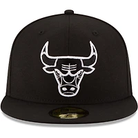 Casquette ajustée 59FIFTY avec logo noir et blanc des Chicago Bulls New Era pour homme