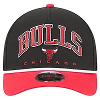 Men's New Era  Black Chicago Bulls Bold Arch COOLERA 9FORTY A-Frame M-Crown Adjustable Hat