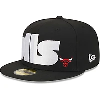 Men's New Era Black Chicago Bulls Checkerboard UV 59FIFTY Fitted Hat