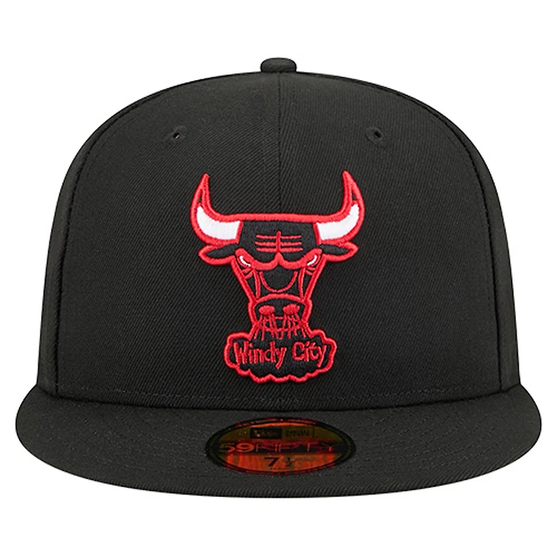 Men's New Era  Black Chicago Bulls Core Logo 59FIFTY Fitted Hat
