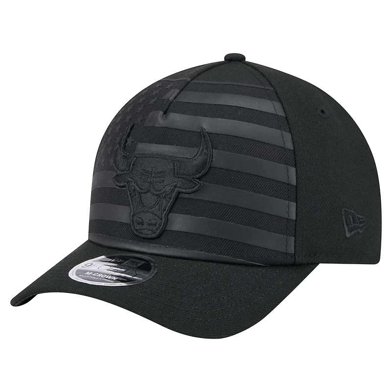 Men's New Era  Black Chicago Bulls Game Day Flag A-Frame 9FORTY Adjustable Hat