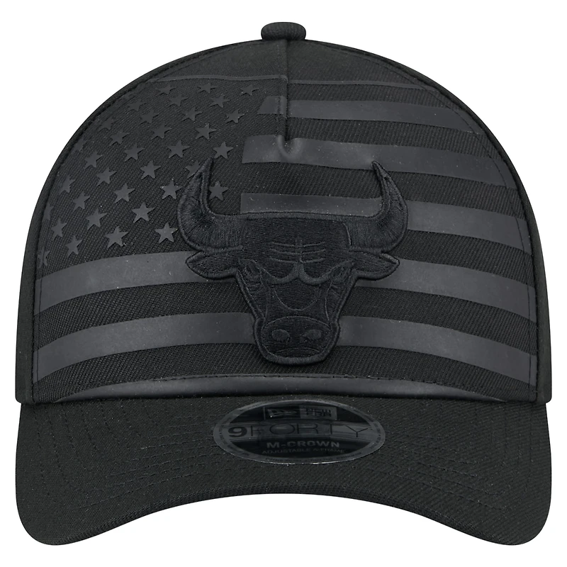 Men's New Era  Black Chicago Bulls Game Day Flag A-Frame 9FORTY Adjustable Hat