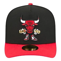 Casquette ajustée New Era 59FIFTY pour homme, noire, avec logo Chicago Bulls Injection Cartoon.