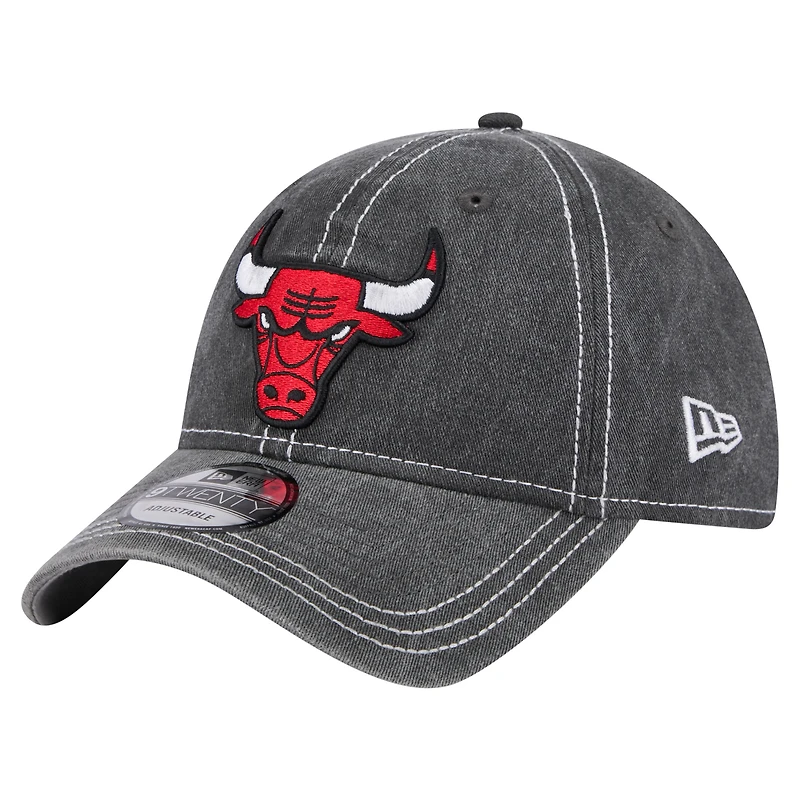Casquette ajustable 9TWENTY teintée pigmentée noire Chicago Bulls New Era pour homme
