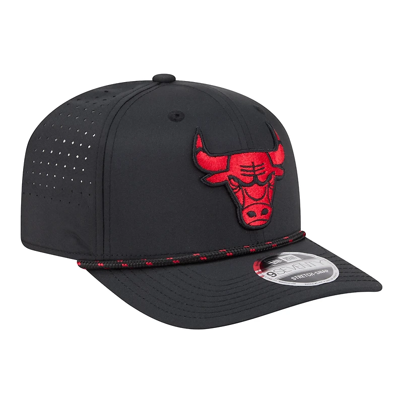 Men's New Era Black Chicago Bulls Sport Rope Vented Stretch-Snap 9SEVENTY Hat