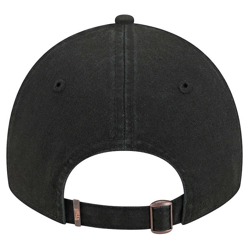 Casquette ajustable 9TWENTY noire New Era pour homme avec appliqué en tissu Chicago Bulls