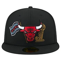 Casquette ajustée 59FIFTY noire New Era Chicago Bulls State Stitch pour homme