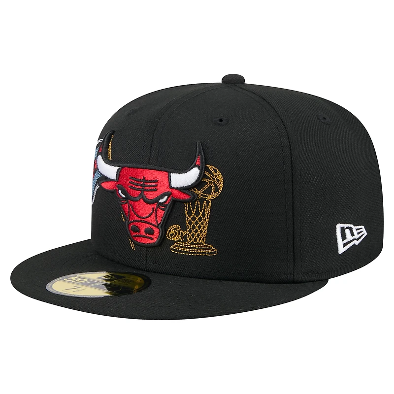 Men's New Era Black Chicago Bulls State Stitch 59FIFTY Fitted Hat