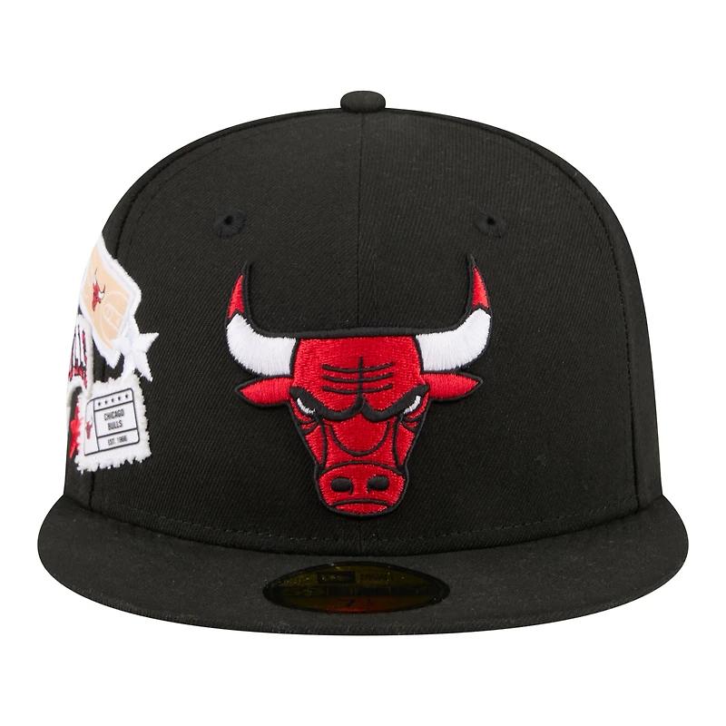 Men's New Era Black Chicago Bulls Team Collage 59FIFTY Fitted Hat