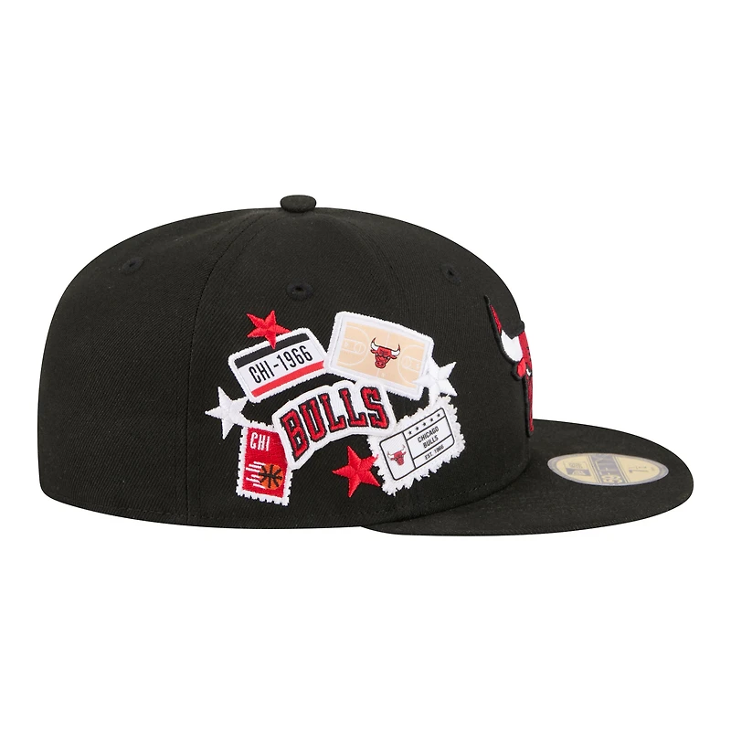 Men's New Era Black Chicago Bulls Team Collage 59FIFTY Fitted Hat