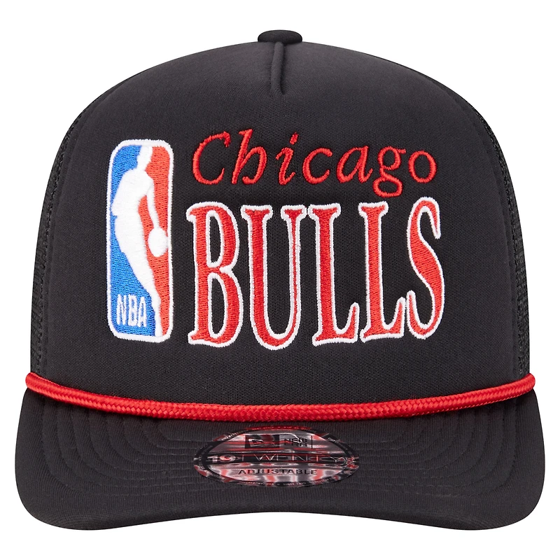 Men's New Era  Black Chicago Bulls Team Logo Foam Front 19TWENTY A-Frame Trucker Adjustable Hat