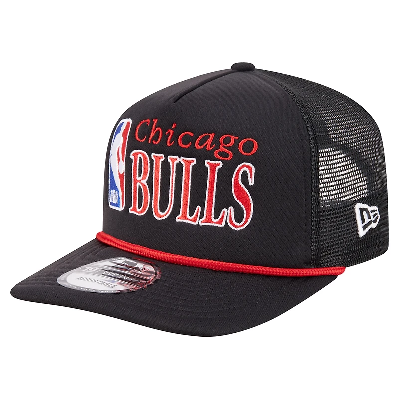 Men's New Era  Black Chicago Bulls Team Logo Foam Front 19TWENTY A-Frame Trucker Adjustable Hat