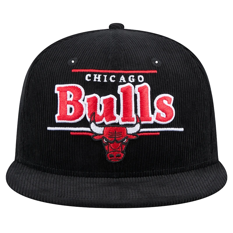 Casquette snapback 9FIFTY en velours côtelé noir Chicago Bulls de New Era pour homme