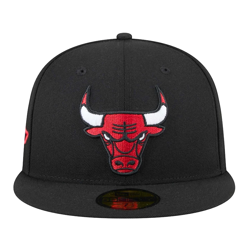 Casquette ajustée Chicago Bulls Throwback Pennant 59FIFTY noire New Era pour homme