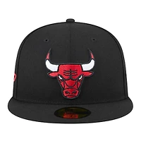 Casquette ajustée Chicago Bulls Throwback Pennant 59FIFTY noire New Era pour homme