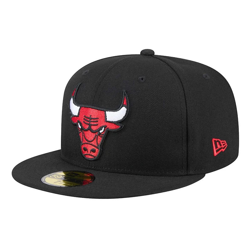 Casquette ajustée Chicago Bulls Throwback Pennant 59FIFTY noire New Era pour homme