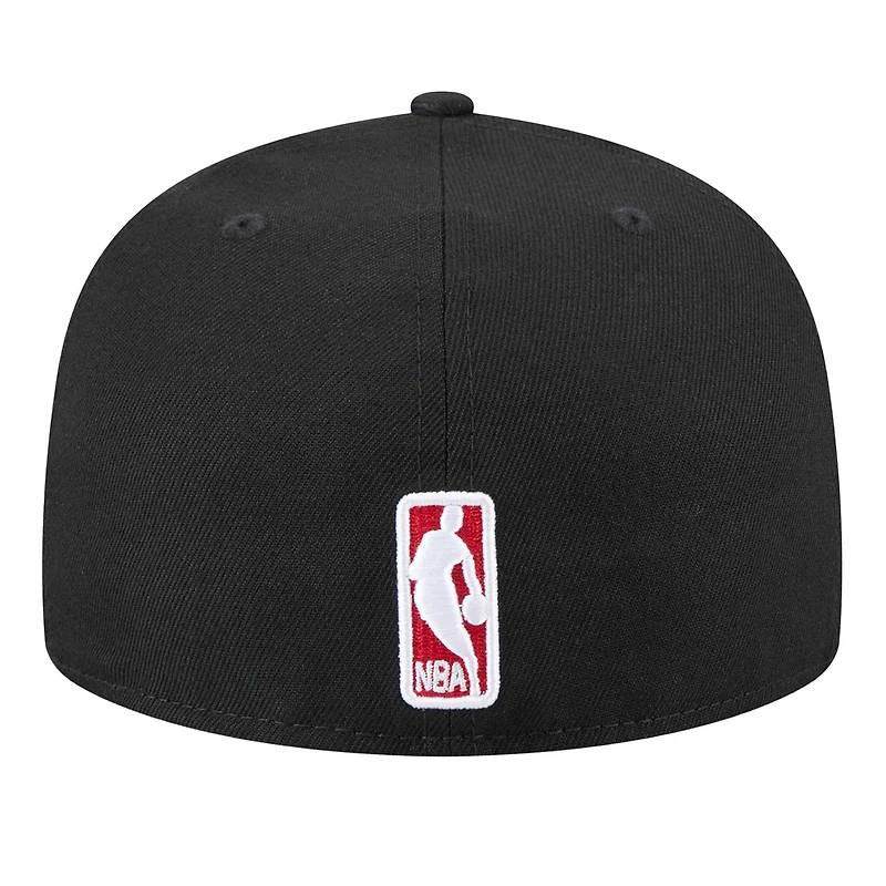 Casquette ajustée Chicago Bulls Throwback Pennant 59FIFTY noire New Era pour homme