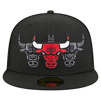 Casquette ajustée New Era noire Chicago Bulls Tri-Hit 59Fifty pour homme