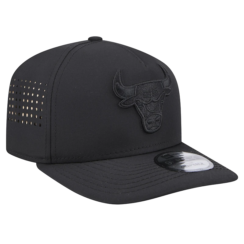Casquette à visière plate New Era Chicago Bulls noire pour homme 9FIFTY A-Frame Snapback