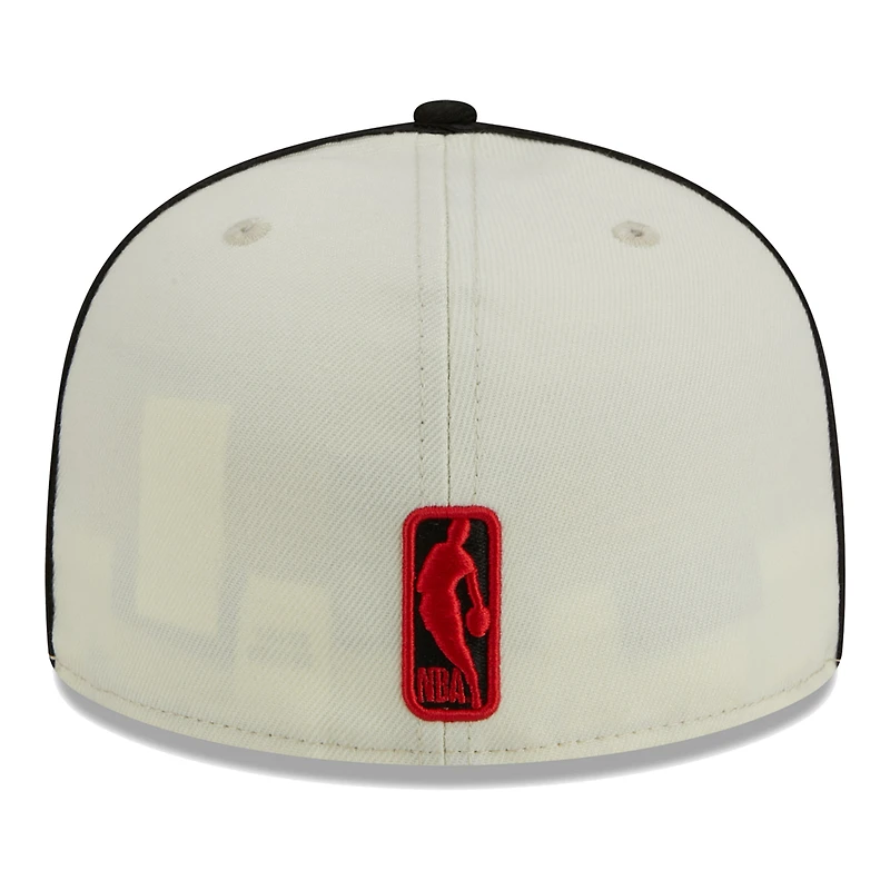 Men's New Era Cream/Black Chicago Bulls Piping 2-Tone 59FIFTY Fitted Hat