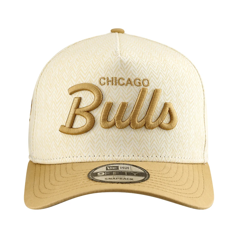 Men's New Era Cream Chicago Bulls Herringbone 9FIFTY A-Frame Snapback Hat