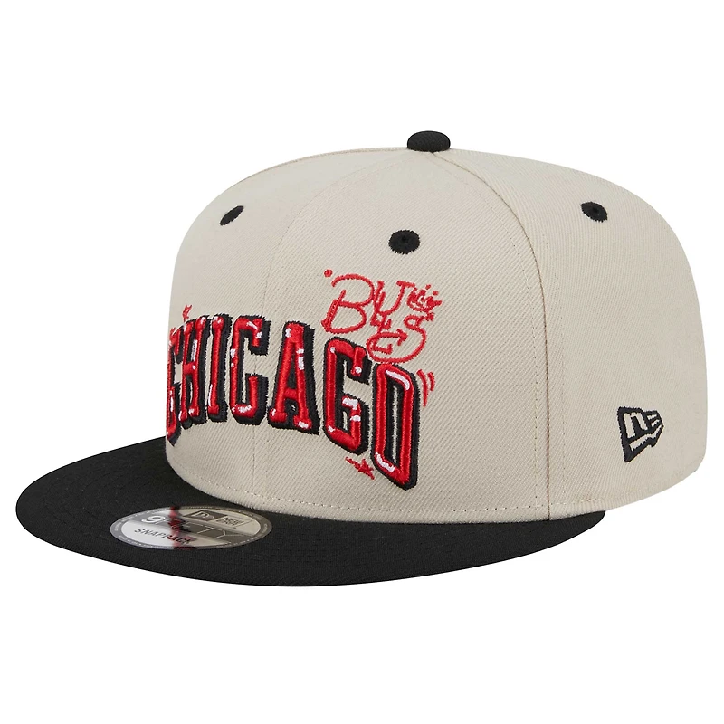 Casquette ajustable à pression Chicago Bulls 9FIFTY pour homme New Era Cream Injection Team Art