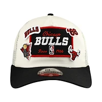 Men's New Era Cream Chicago Bulls Layered Patch 19TWENTY Adjustable Hat