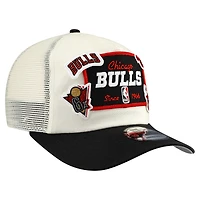 Men's New Era Cream Chicago Bulls Layered Patch 19TWENTY Adjustable Hat