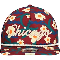 Casquette de golf à imprimé floral Chicago Bulls New Era pour homme, motif Crimson