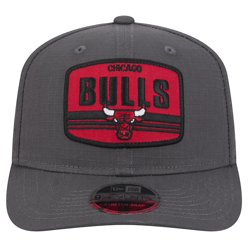 Men's New Era Graphite Chicago Bulls Team Elevated Patch 9SEVENTY Adjustable Hat