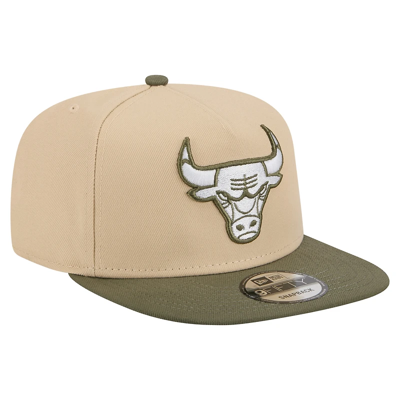 Men's New Era Khaki/Olive Chicago Bulls Color Pack Two-Tone A-Frame 9FIFTY Snapback Hat