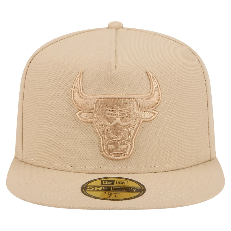 Men's New Era Khaki Chicago Bulls Color Pack A-Frame 59FIFTY Fitted Hat
