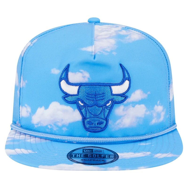 Men's New Era Light Blue Chicago Bulls Head in the Clouds Golfer Rope Adjustable Hat
