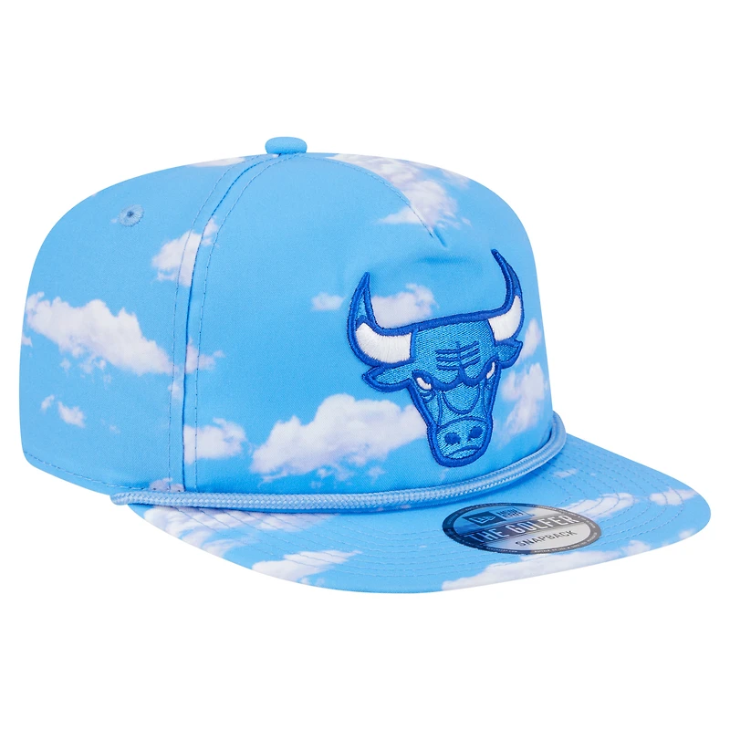 Men's New Era Light Blue Chicago Bulls Head in the Clouds Golfer Rope Adjustable Hat