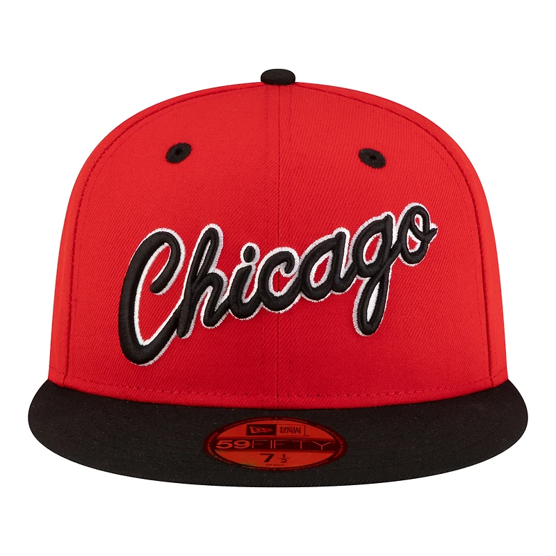 Men's New Era  Red/Black Chicago Bulls 80s Throwback 59FIFTY Fitted Hat