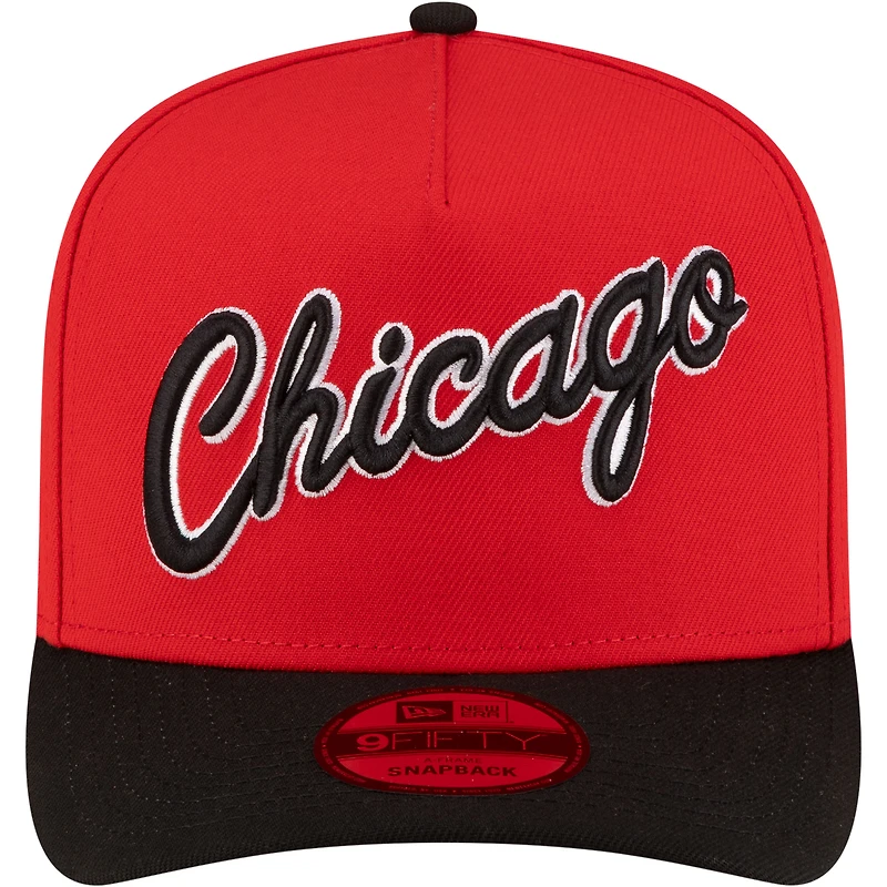 Men's New Era Red/Black Chicago Bulls 80s Throwback A-Frame 9FIFTY Snapback Hat