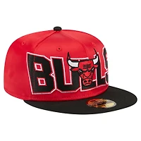 Men's New Era Red/Black Chicago Bulls Satin Two-Tone 59FIFTY Fitted Hat